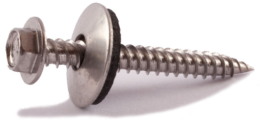 9 x 1 1/2 Simpson Metal-Panel Screw - Hex Drive w/ EPDM Washer 316 SS - Box (100)