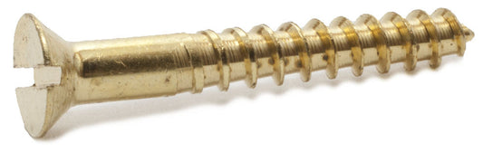 8 x 1 1/2 Slotted Flat Wood Screw Brass