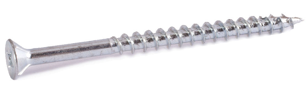 9 x 2 1/2 Phillips Flat Particle Board Screw w/ Nibs T17 Zinc Plated - Carton (2,500)