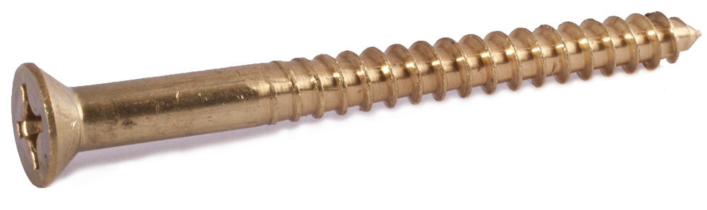 14 x 2 Phillips Flat Wood Screw Brass