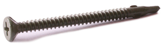 8 x 1 1/4 Phillips Flat w/ Nibs Self Drilling Cement Board Screws w/ Wings Ruspert Coated - Carton (5000)