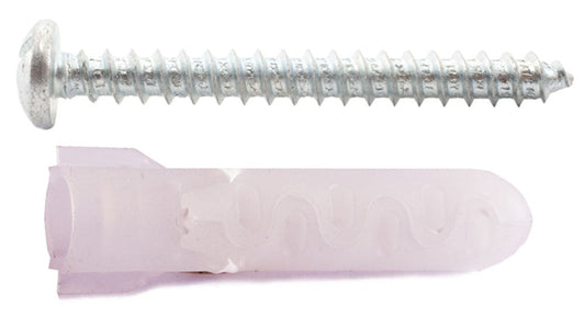 (A10™) 3/8 ALLIGATOR® Anchor Flangeless with #14 x 2 1/4 Combo Pan Self Tapping Screws Zinc (4 Pcs)