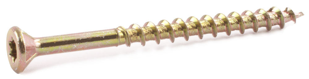 8 x 1 5/8 Star Flat Decking Screws w/ NIBS Yellow Zinc Plated T17 - Carton (5000)