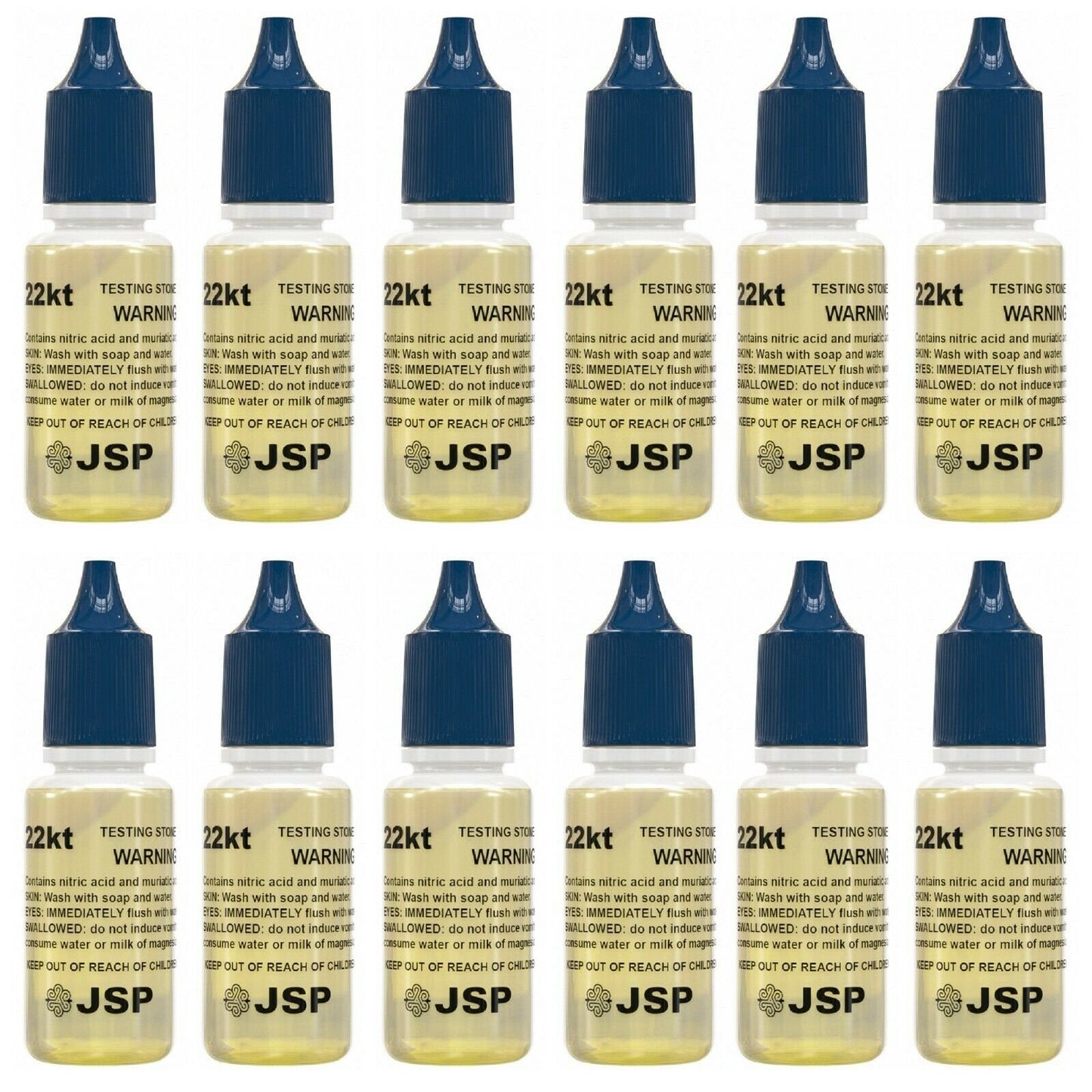 24 JSP Gold Test Bottles - 12 of 10K and 12 of 22K Acid Karat Testing Solution Jewelry Tester for Metals