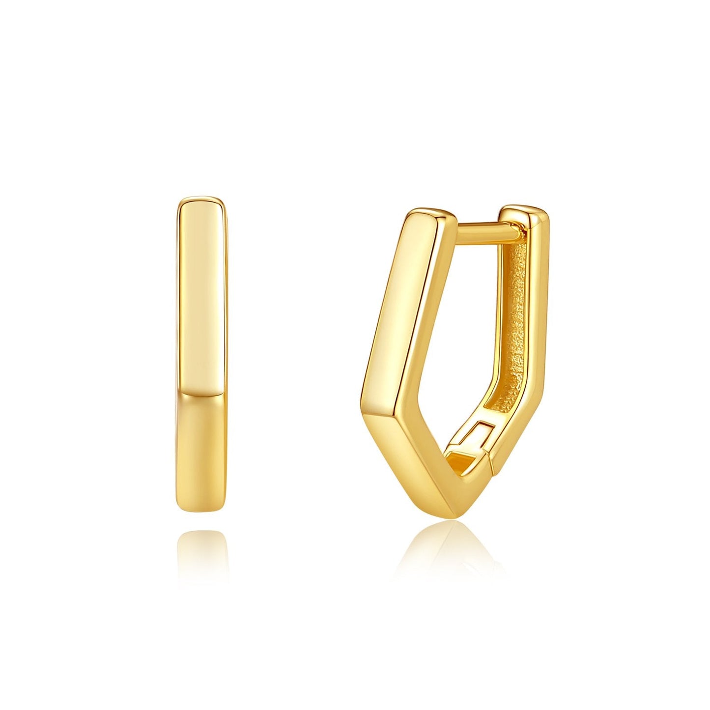 925 Sterling Silver Plain Mini Pentagon Hoop Earrings