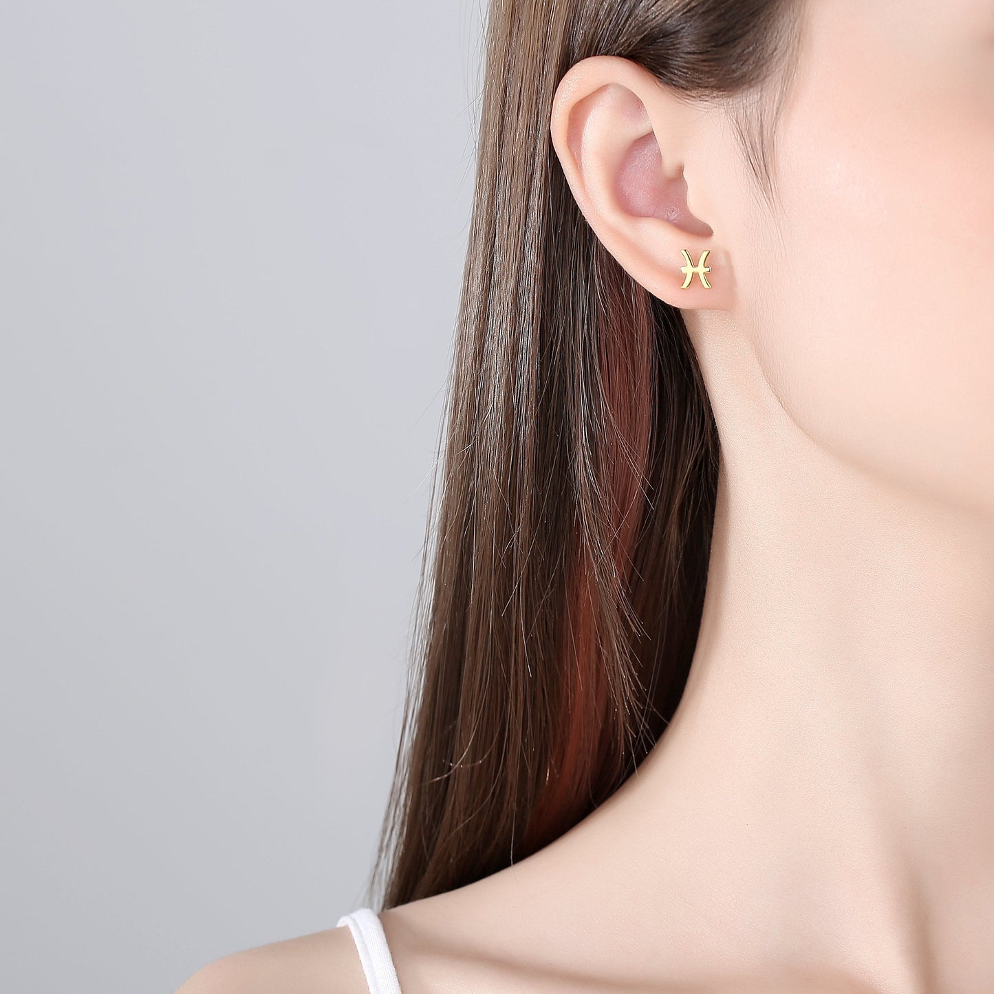 925 Sterling Silver Cubic Zirconia 12 Zodiac Stud Earrings
