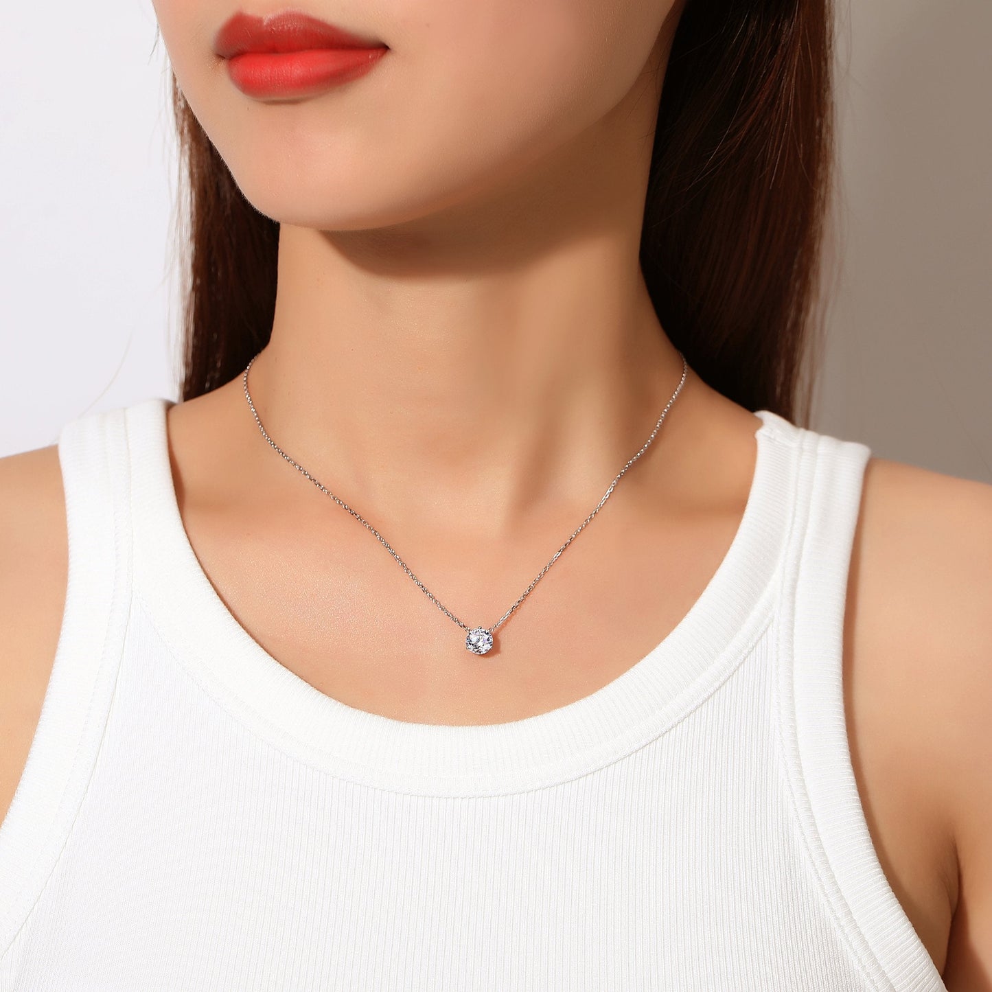 14K Solid Gold Chain Necklace with GRA-Certified Moissanite