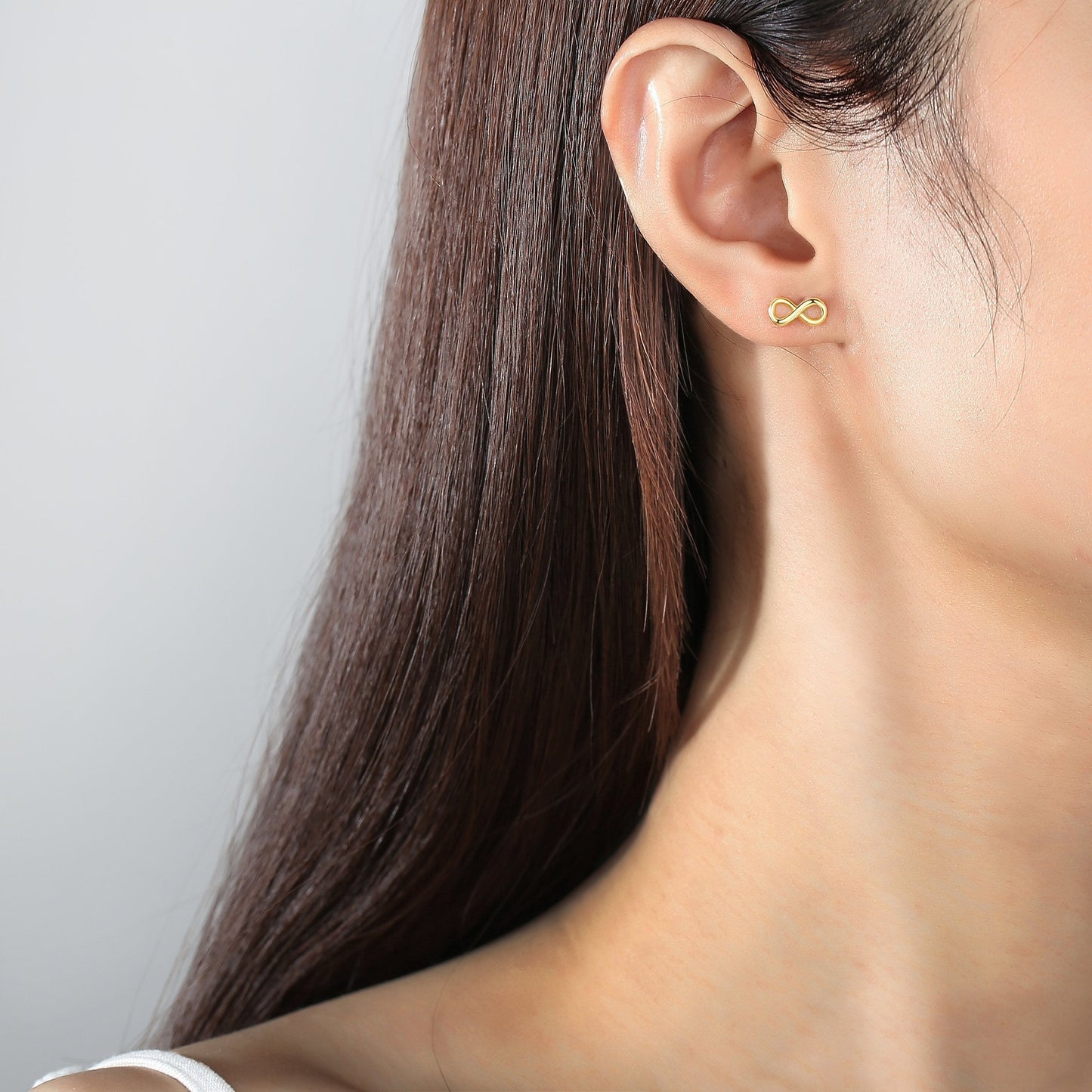 925 Sterling Silver Plain Infinity Stud Earrings