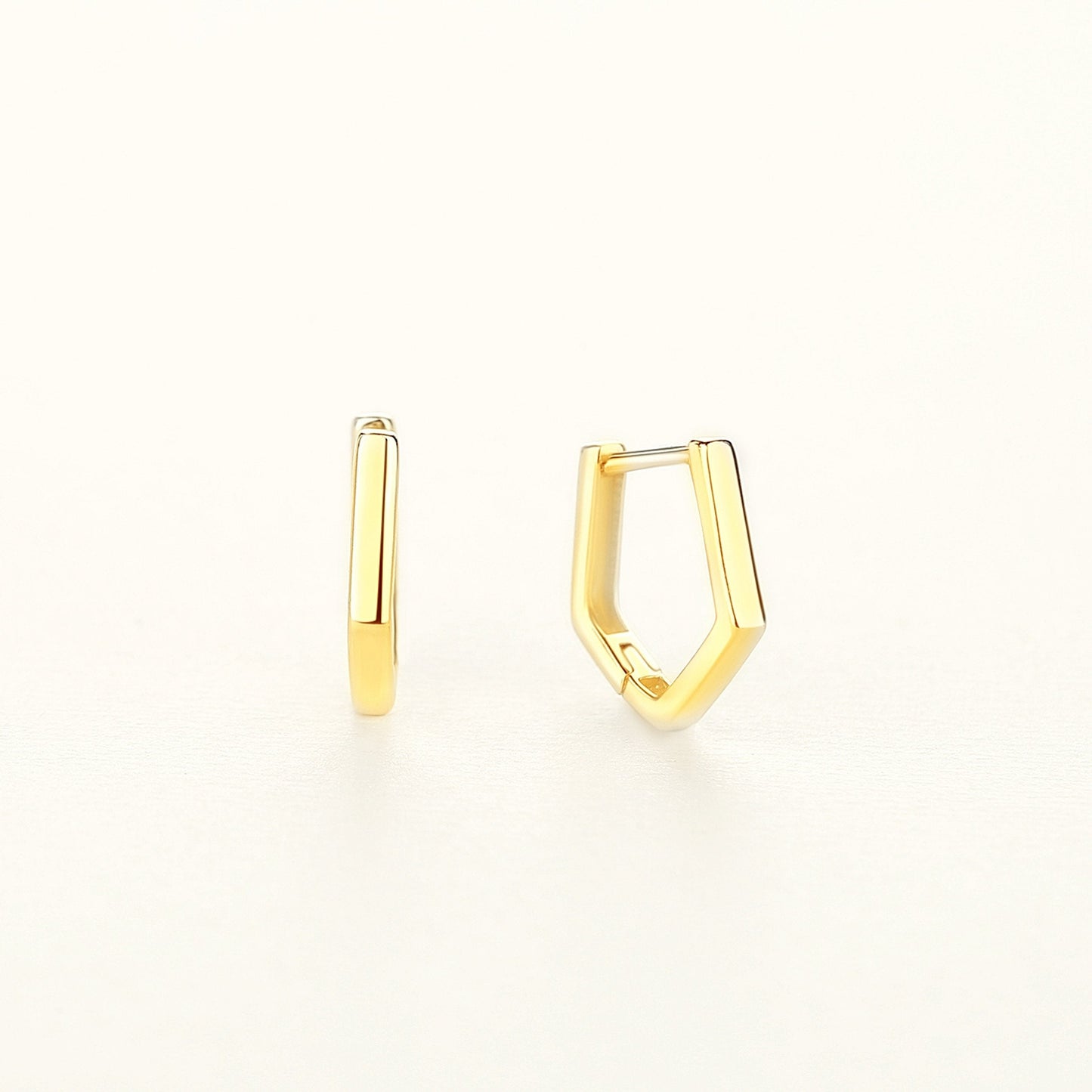 925 Sterling Silver Plain Mini Pentagon Hoop Earrings