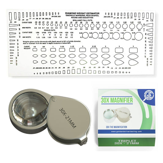 Jewelers 30X Eye Loupe Magnifier with Diamond & Stone Estimator Gauge Tool
