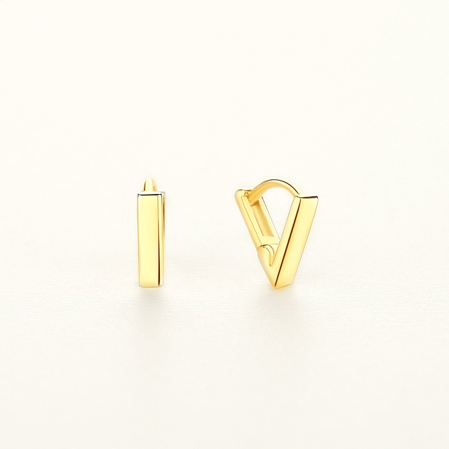 925 Sterling Silver Plain Mini Triangular Huggie Hoop Earrings