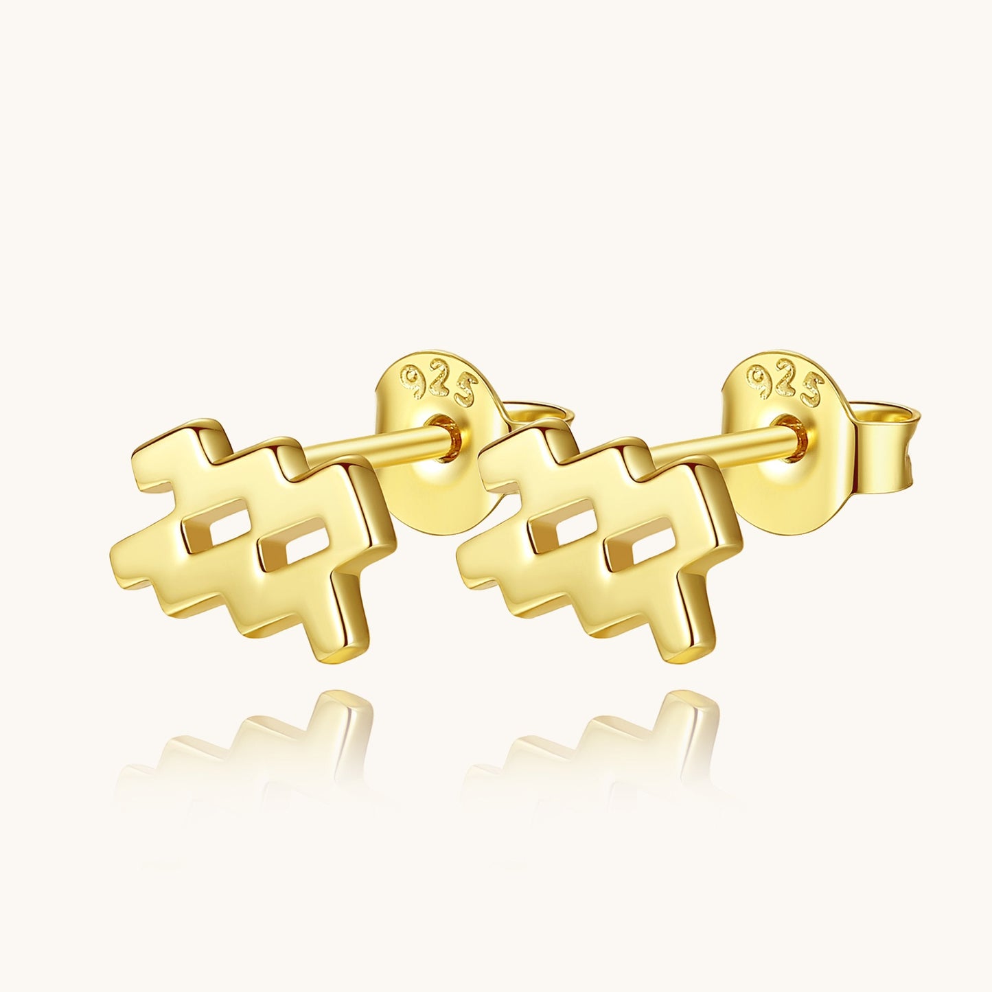 925 Sterling Silver Cubic Zirconia 12 Zodiac Stud Earrings