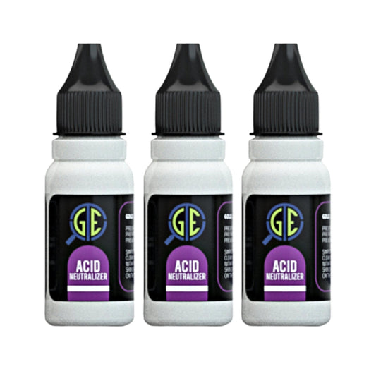 3 Gold Silver Test Acid Neutralizer 1/2 oz Bottles Testing Solution Stone Cleaner