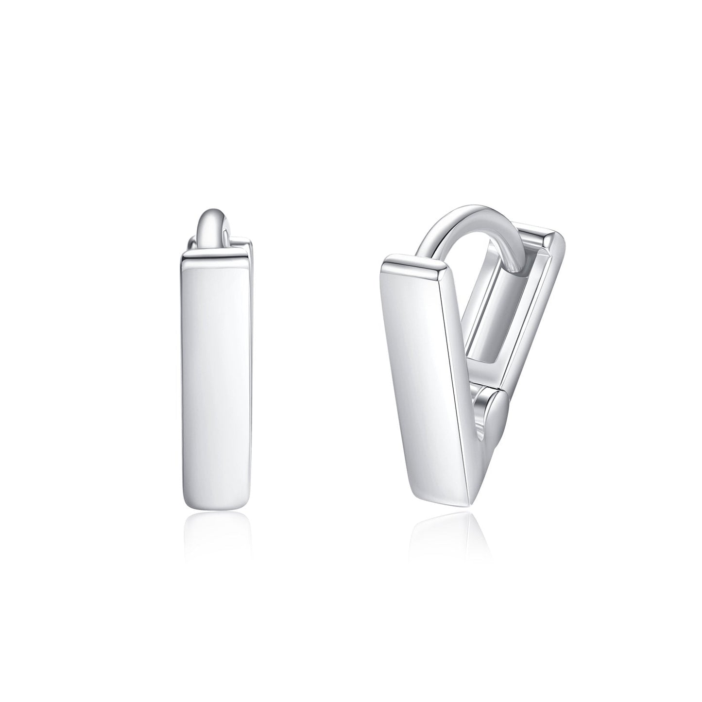 925 Sterling Silver Plain Mini Triangular Huggie Hoop Earrings