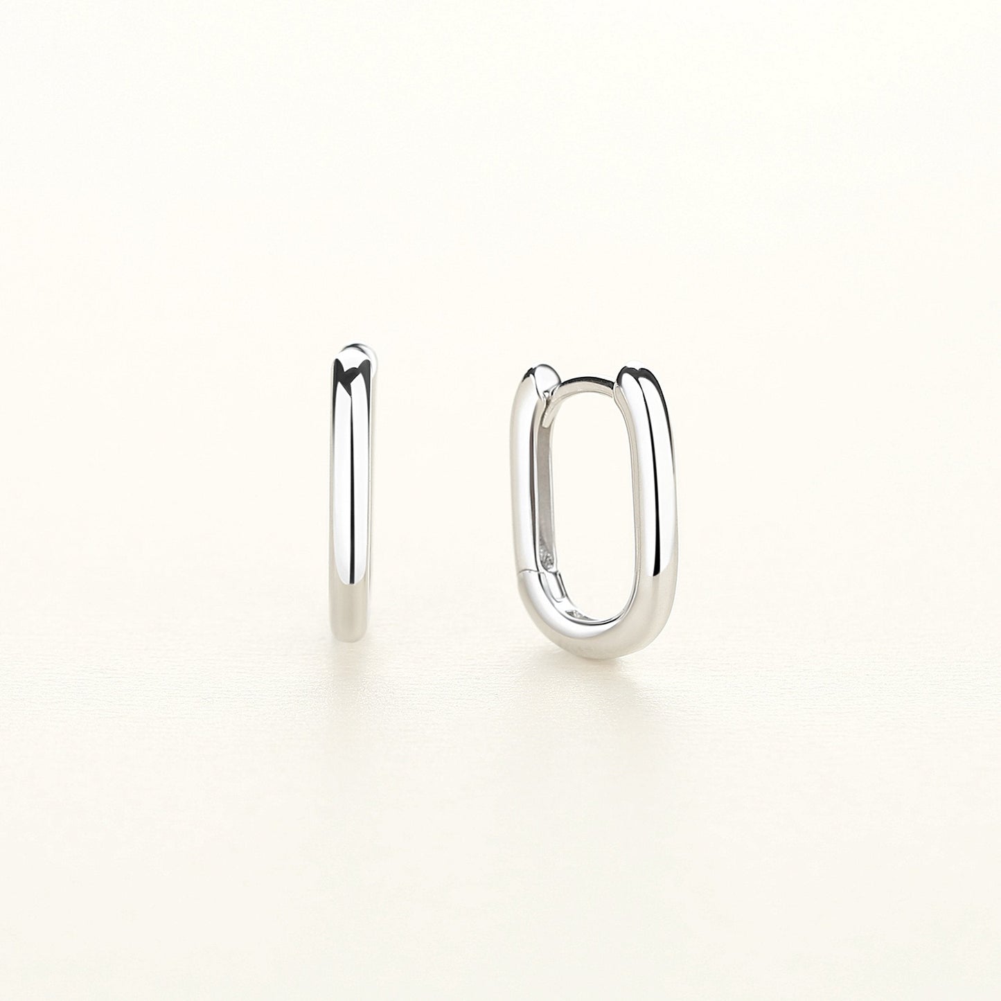 925 Sterling Silver Oblong Hoop Earrings