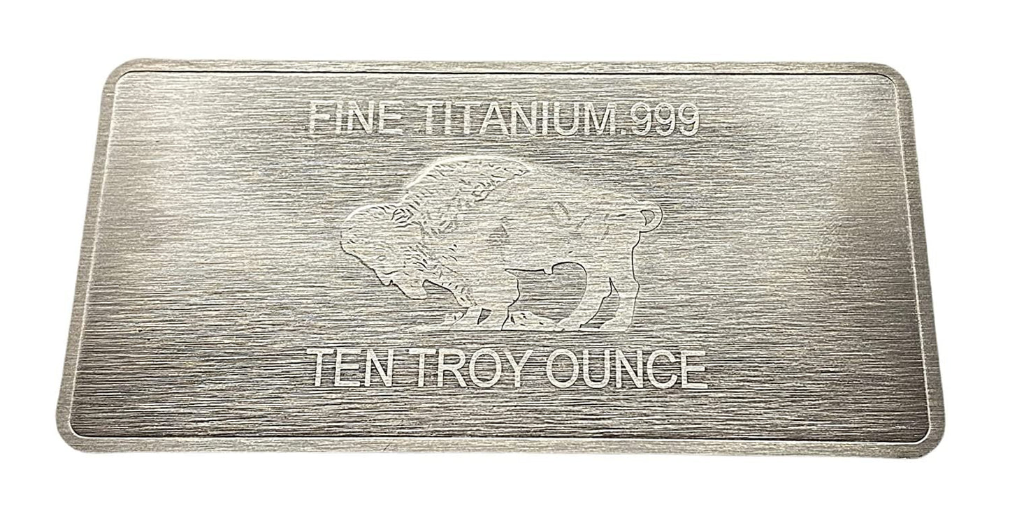 10 Ounce OZ 999 Fine Solid Titanium Precious Metal American Buffalo Bar Ingot Bullion Ti Element Chemistry Proof Mint Coin