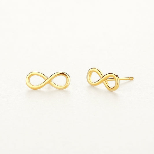 925 Sterling Silver Plain Infinity Stud Earrings
