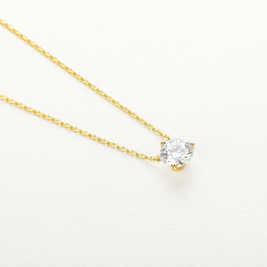 14K Solid Gold Chain Necklace with GRA-Certified Moissanite
