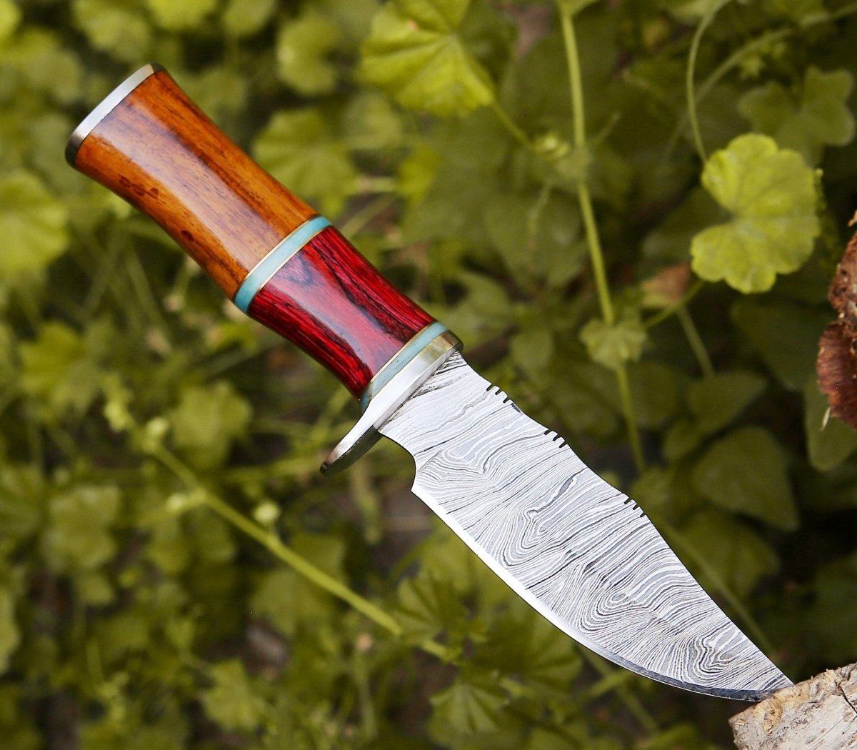 Mirage Damascus Hunting Knife with Rosewood Handle