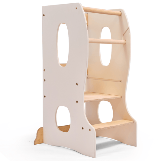 Stable Montessori Learning Tower: Wooden Growing Chair - Ivory