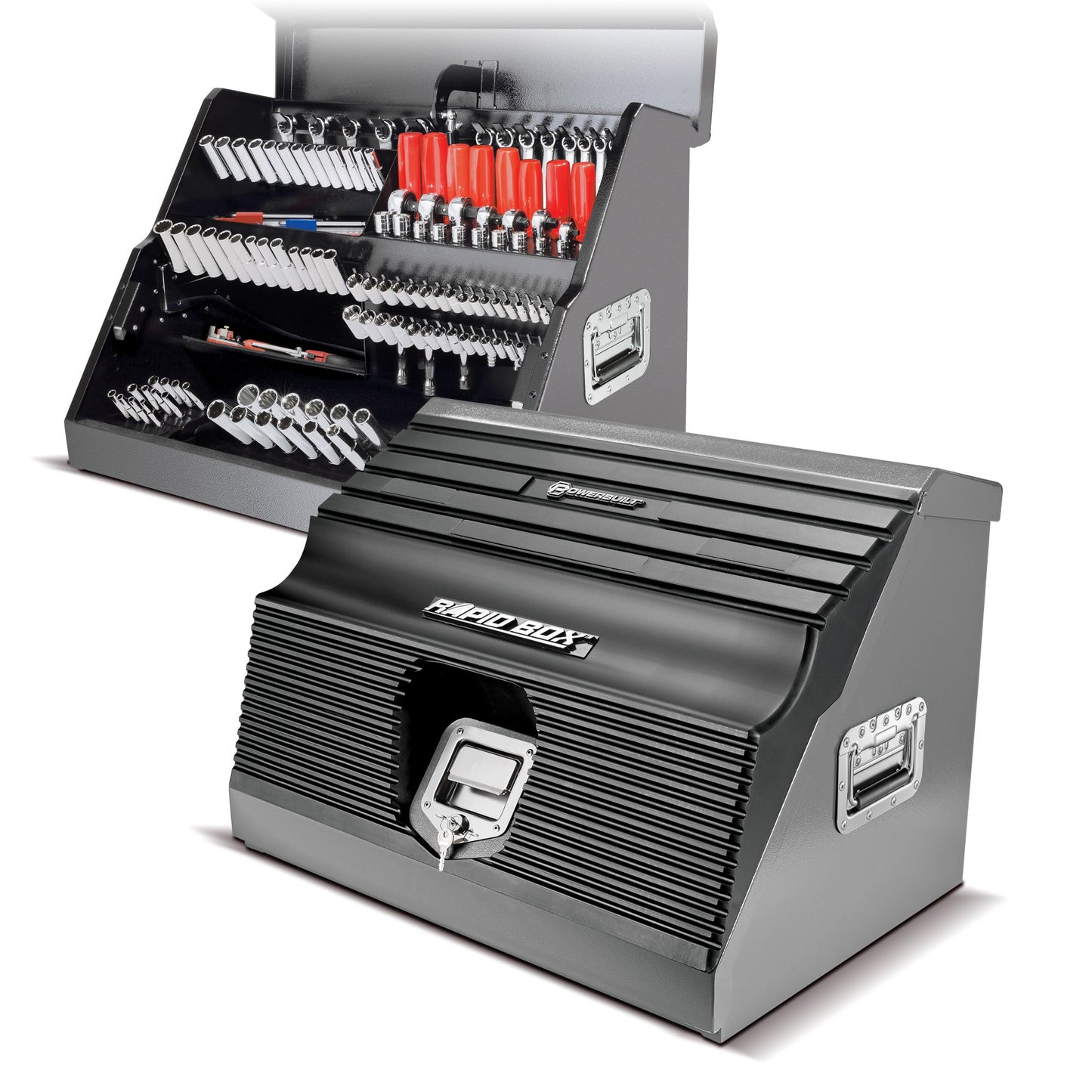 26 in. Rapid Box Portable Slant Front Tool Box - Grey - motleyindustries - Little Red General Store