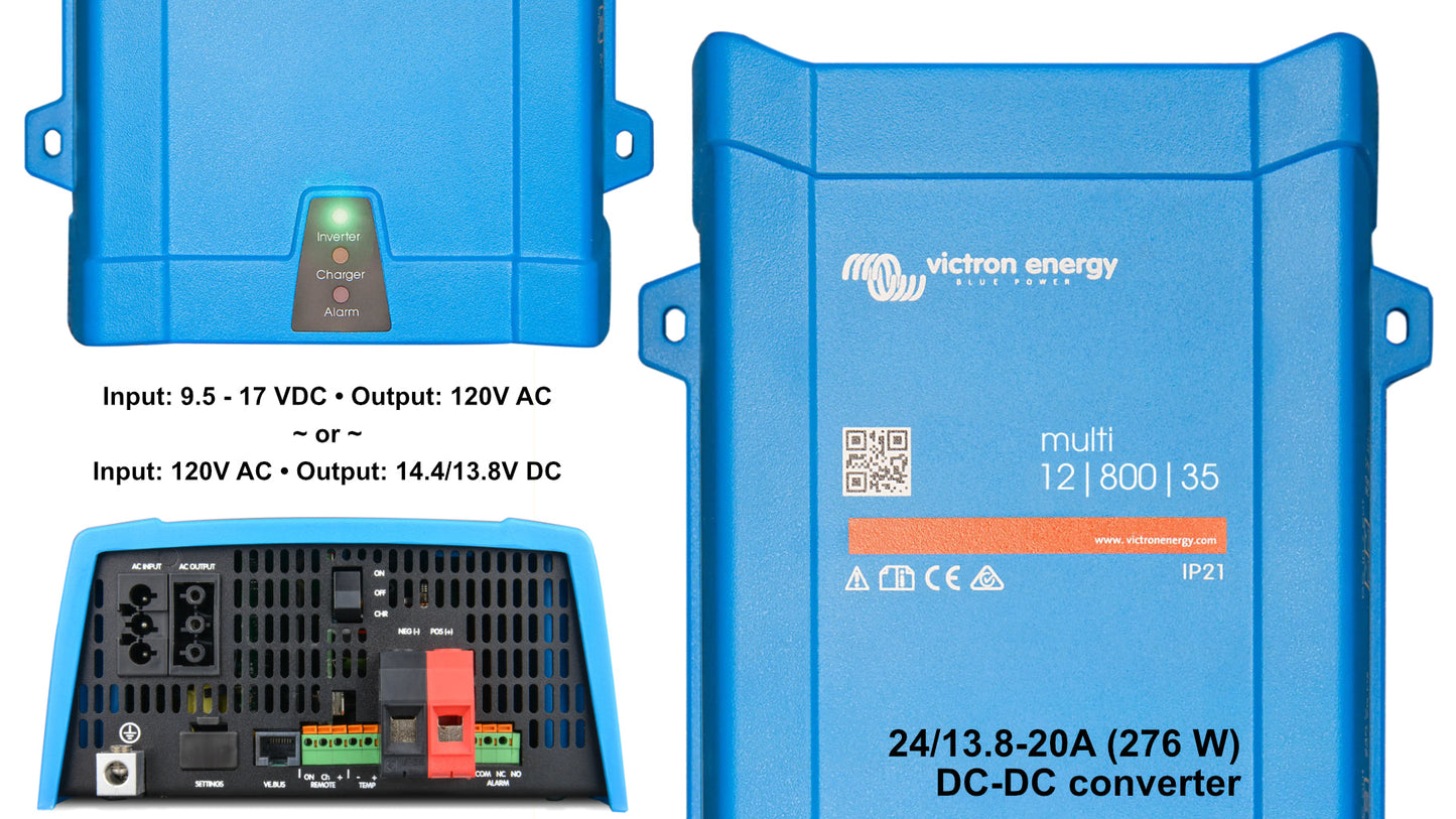 Victron 120V Inverter & Charger - 12/24/48V; 500 - 5000 Watts