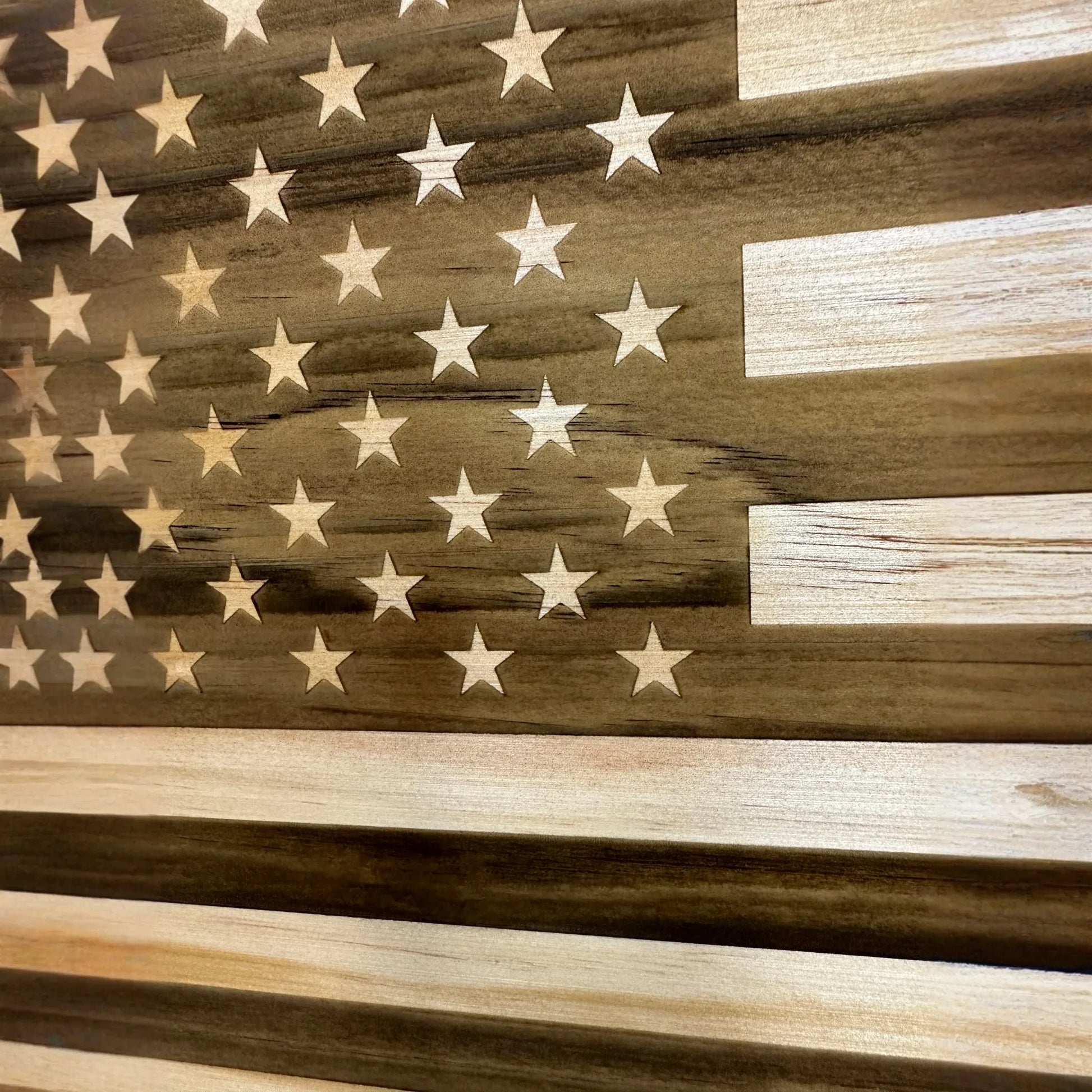 American Flag Hidden Gun Storage Decorative & Secure Wall-Mounted Concealed Gun Cabinet (Natural)