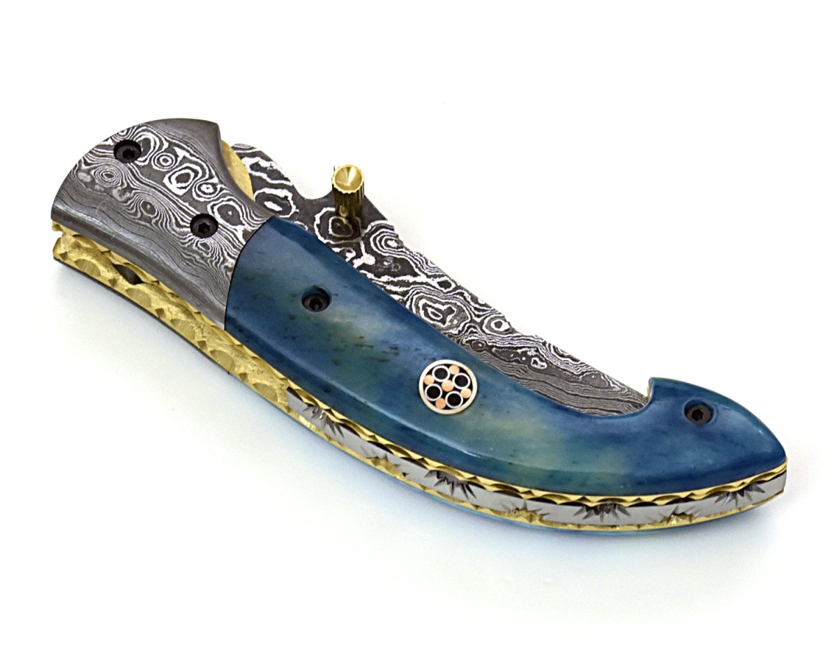 Dionysus Gentleman's Pocket Knife with Bone Handle & Leather Sheath