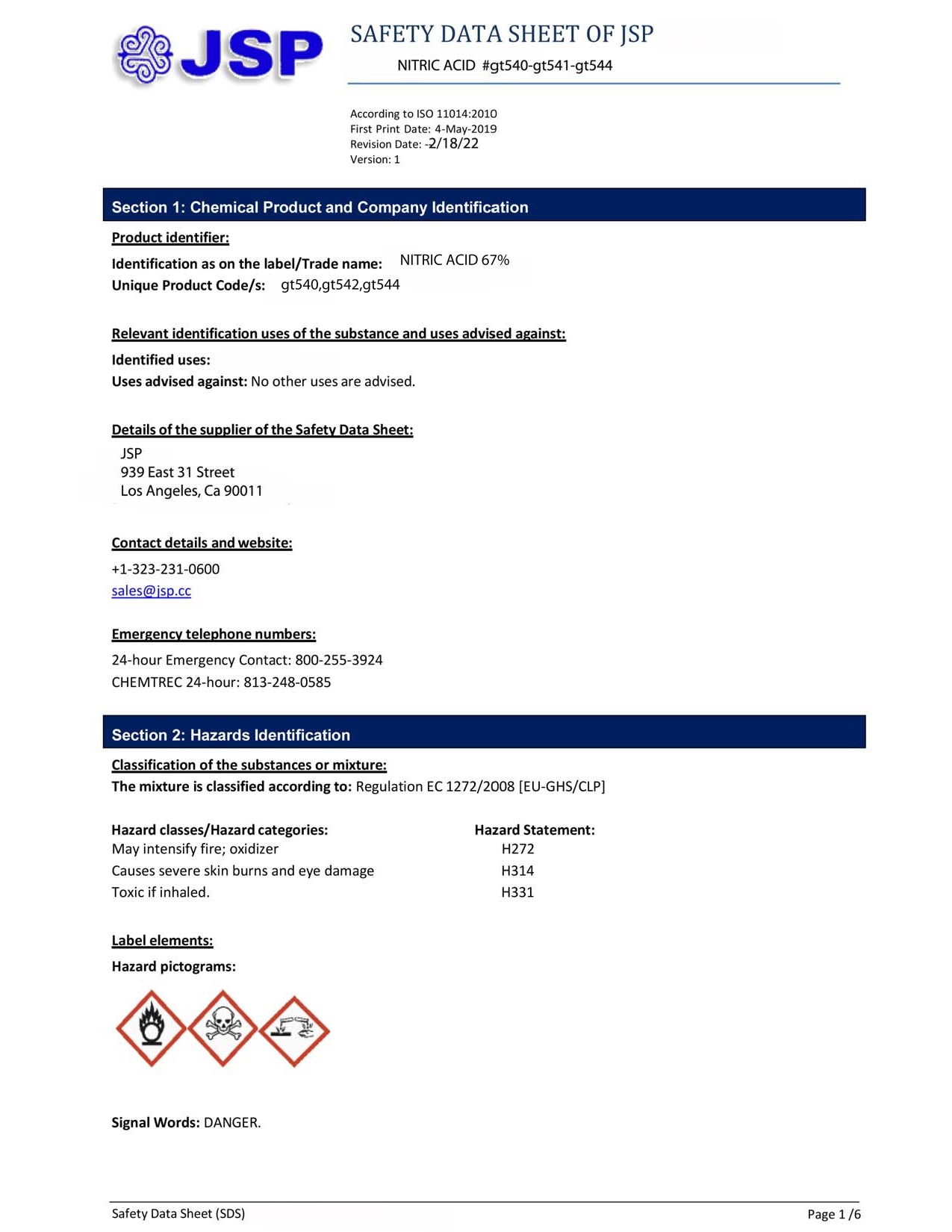 JSP 32oz Nitric Acid 69.8% Concentrated ACS Lab Grade Best for Gold Refining