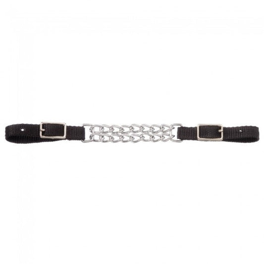 Nylon Curb Strap with Double Chain-Black