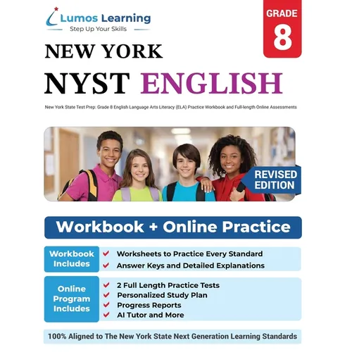 New York State Test Prep: Grade 8 English Language Arts Literacy (ELA) Practice Workbook and Full-length Online Assessments: NYST Study Guide
