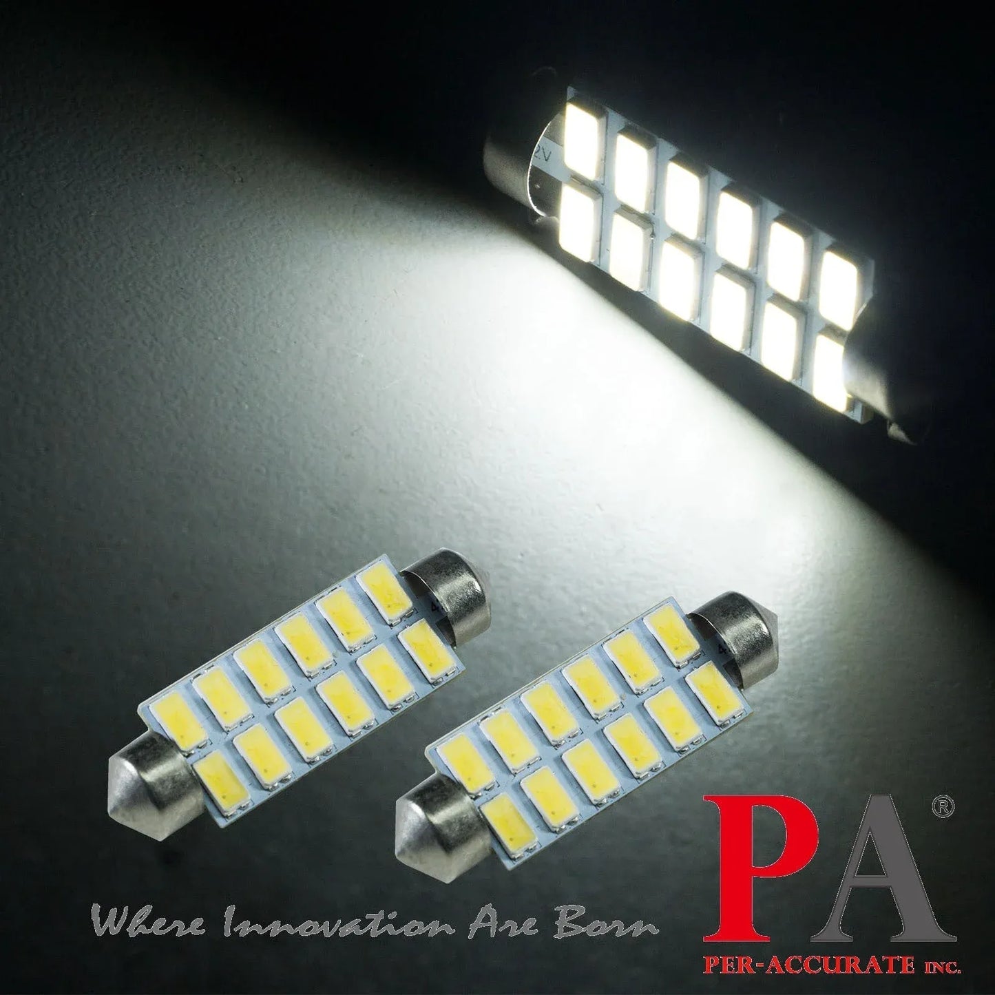 Fit For 1999-2004 Ford Mustang GT 41MM 42MM custom LED Dome Rear Reading Light Bulb 12V | White (2 Bulbs)