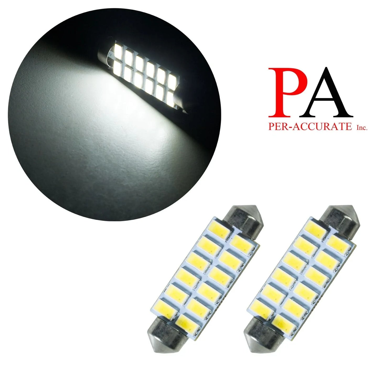 Fit For 1999-2004 Ford Mustang GT 41MM 42MM custom LED Dome Rear Reading Light Bulb 12V | White (2 Bulbs)
