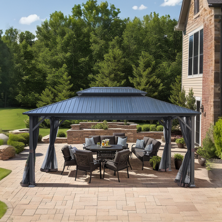 Shade N' Shelters 12' x 14' Duncan Hardtop Gazebo with Mosquito Netting