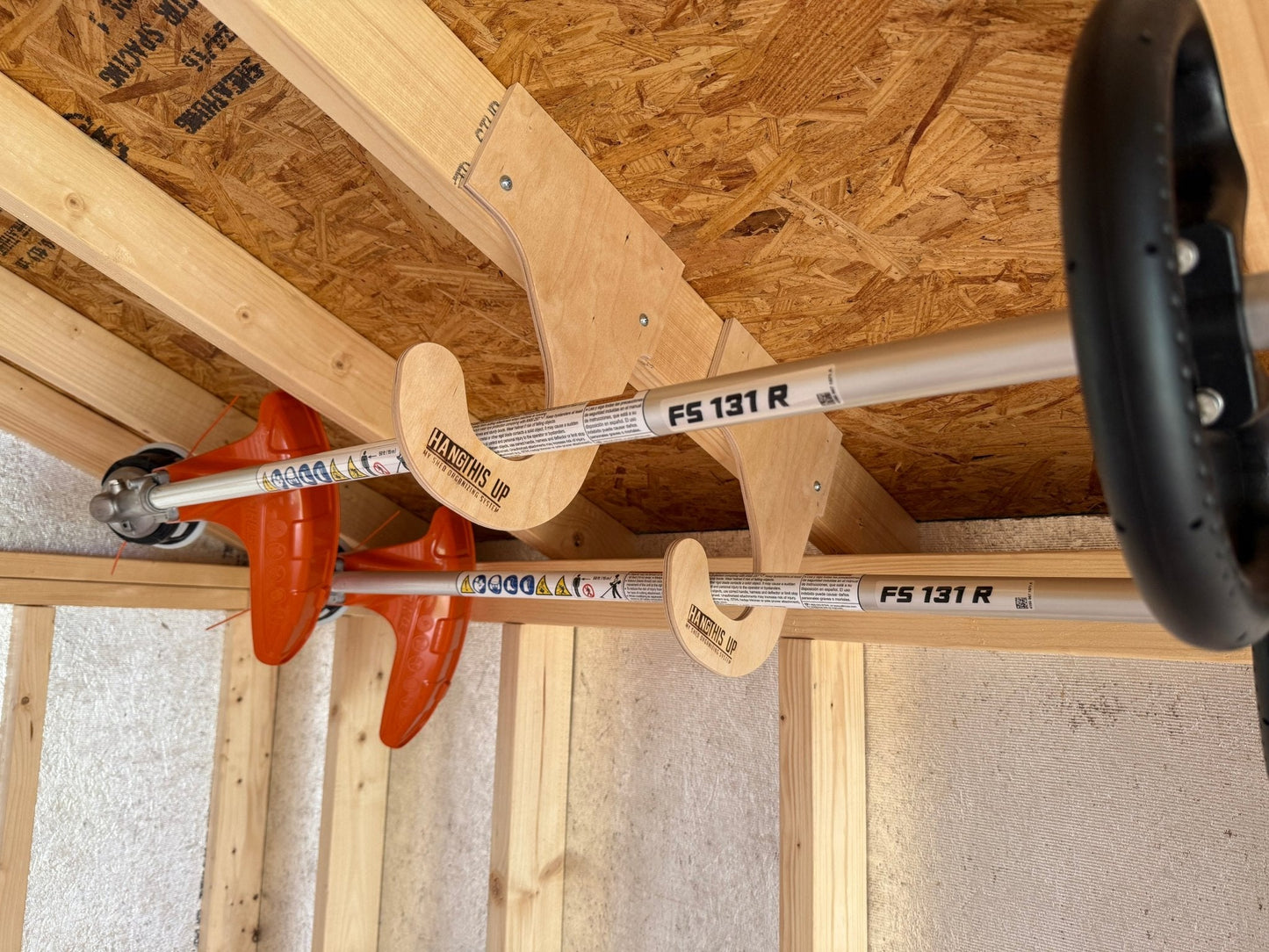 Overhead Weed Wacker Storage Hook – Ceiling Mount for Weed Eaters & Tools