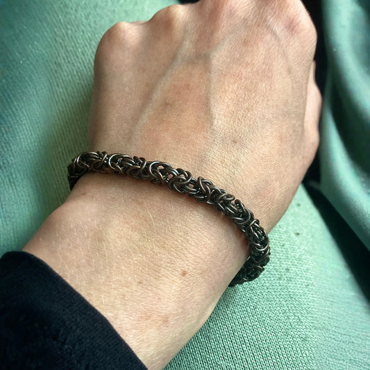 Byzantine Chainmaille Bracelet in Oxidized Copper
