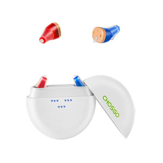 K419R CIC Digital Hearing Aids, blue&red pair