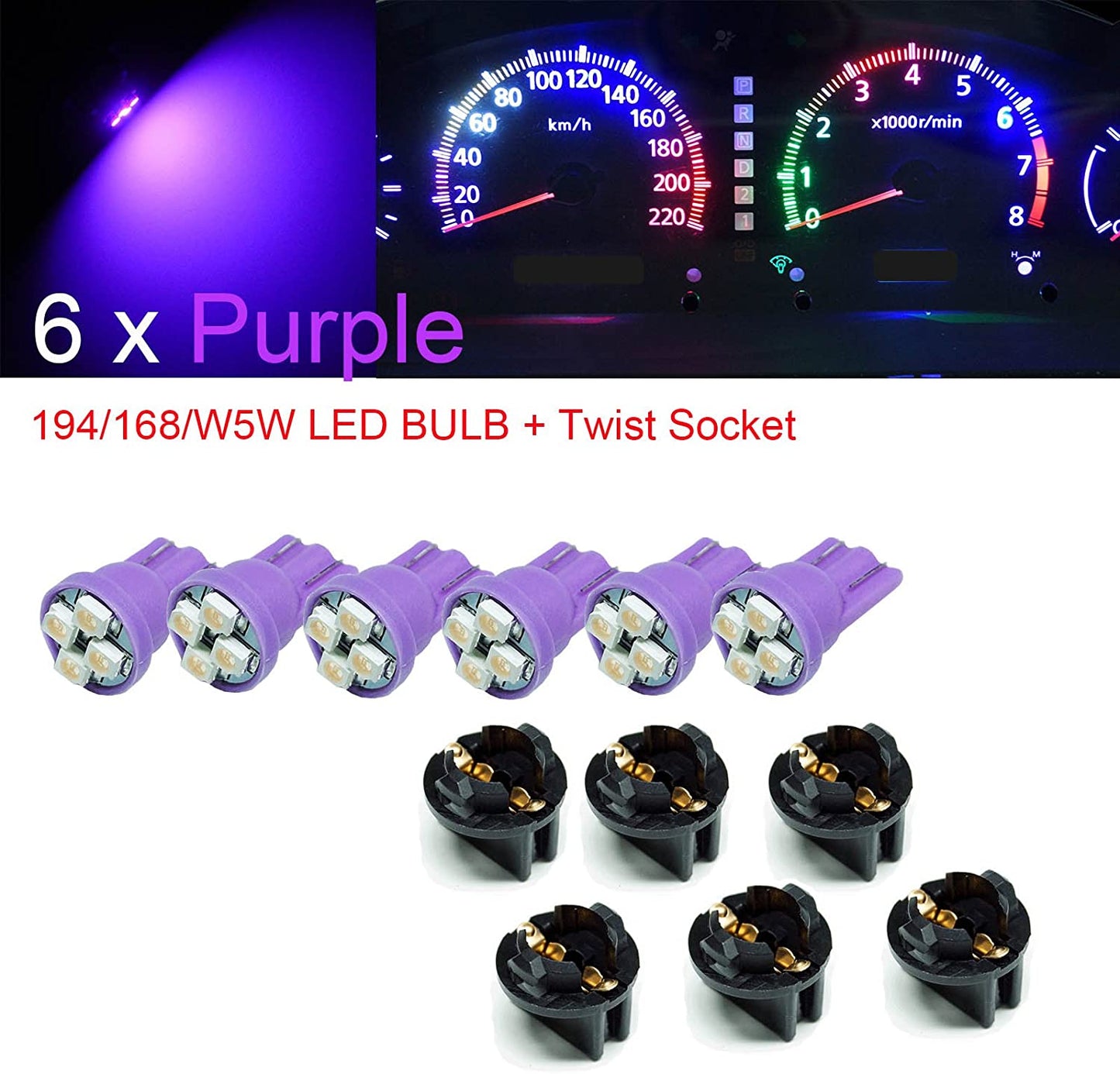 T10 168 194 12V LED instrument Panel Dash Cluster Light Bulb with 1/2" Twist Lock Socket - PA LED BULB - HYUGA - Little Red General Store