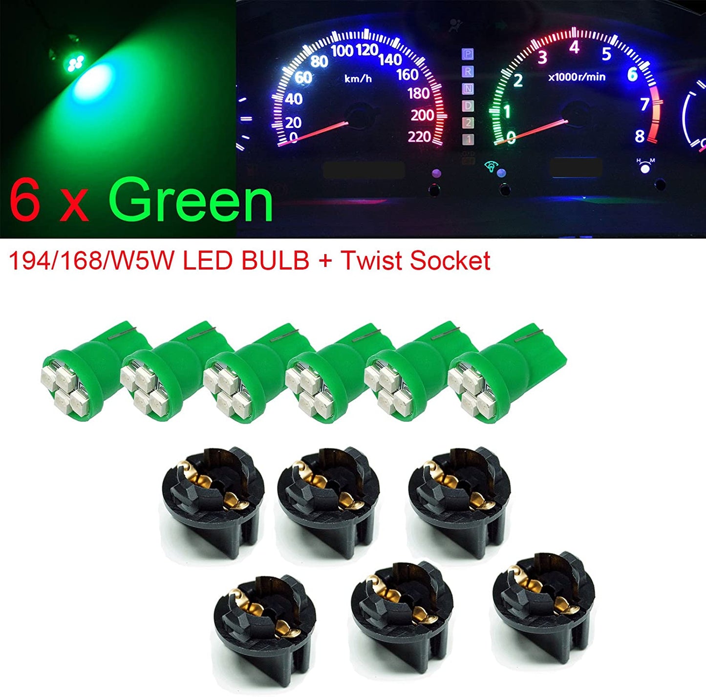 T10 168 194 12V LED instrument Panel Dash Cluster Light Bulb with 1/2" Twist Lock Socket - PA LED BULB - HYUGA - Little Red General Store