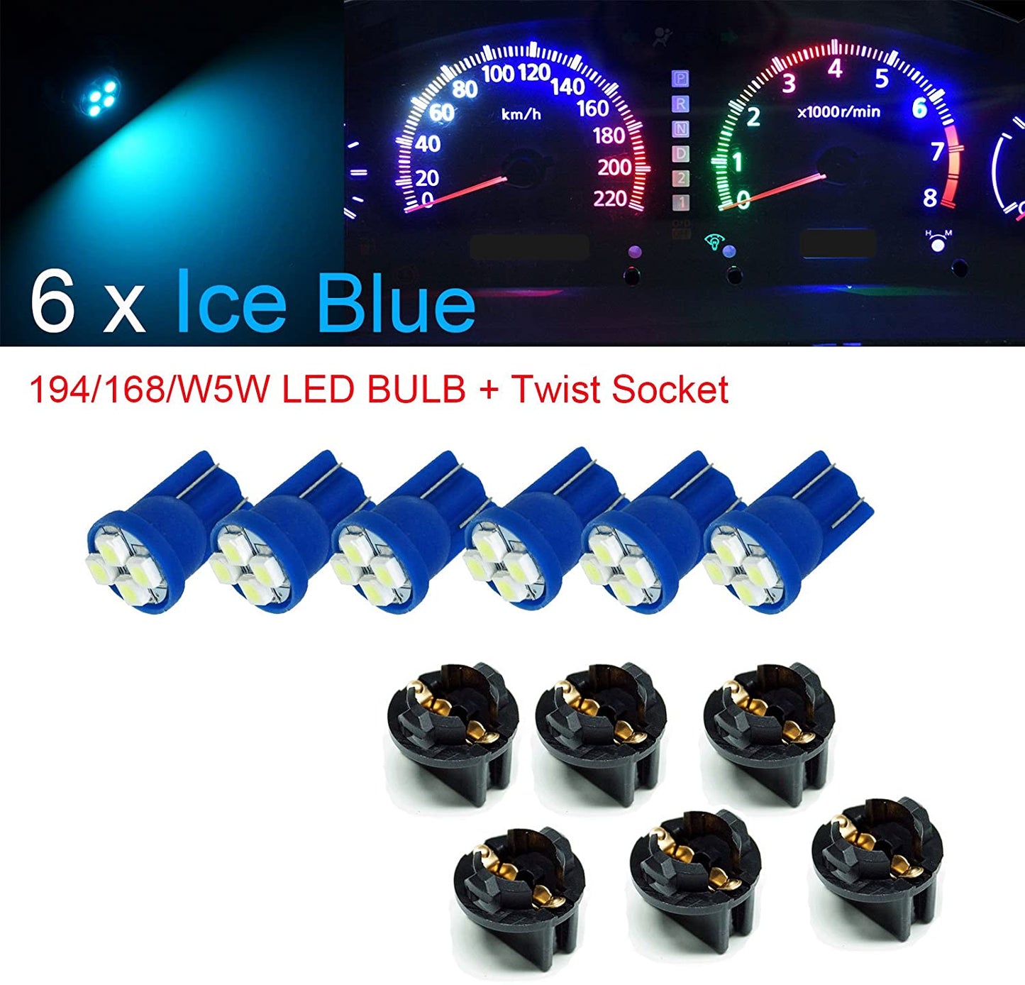 T10 168 194 12V LED instrument Panel Dash Cluster Light Bulb with 1/2" Twist Lock Socket - PA LED BULB - HYUGA - Little Red General Store