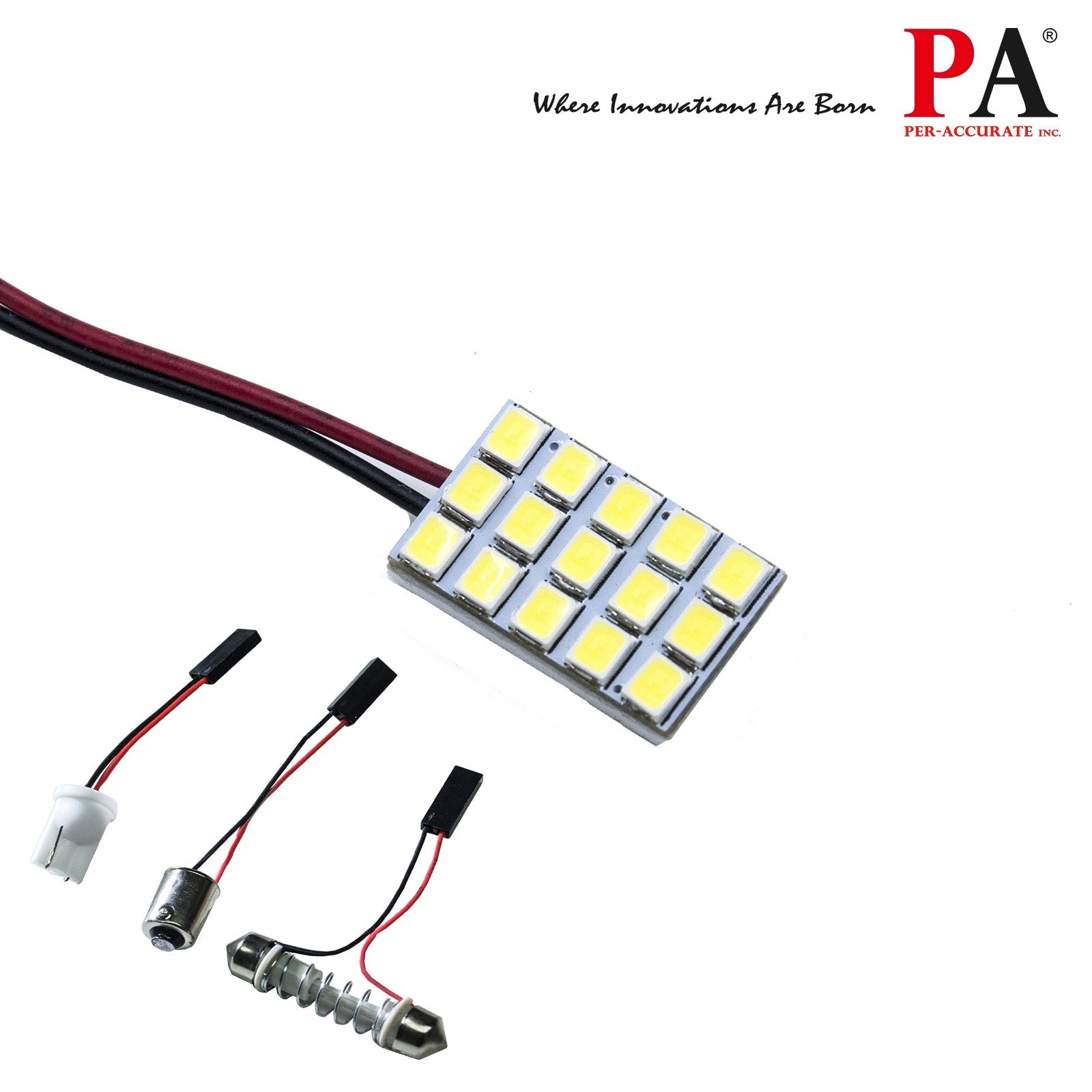 HYUGA LED Panel Board Lamps 15SMD 2835 12V 5W T10 168 194 Ba9s Festoon 28mm to 42mm for Interior, Reading, Dome, Map, Trunk, License Plate Lights (White, pack of 2) - PA LED BULB - HYUGA - Little Red General Store