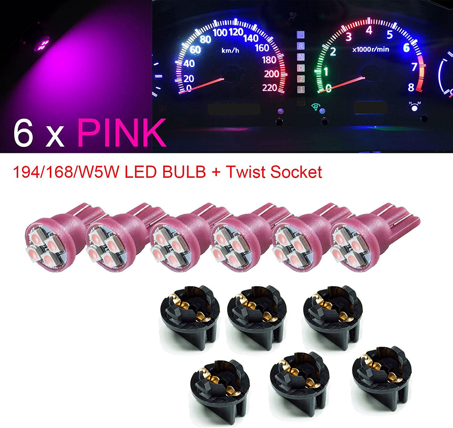 T10 168 194 12V LED instrument Panel Dash Cluster Light Bulb with 1/2" Twist Lock Socket - PA LED BULB - HYUGA - Little Red General Store