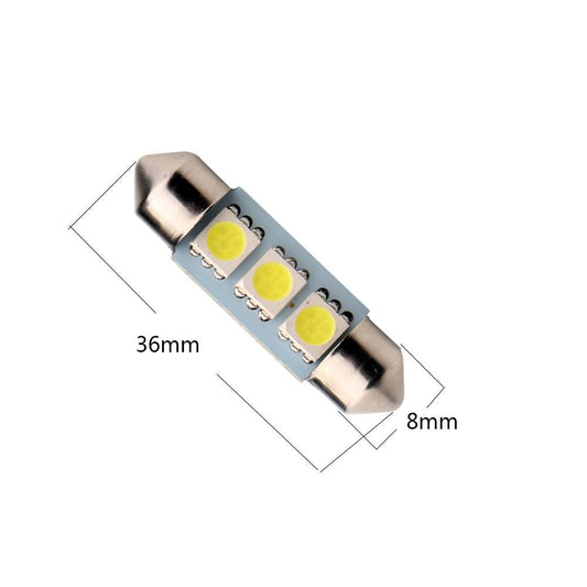 36MM 3SMD LED Dome Reading License Trunk Door Light 12V White with Polarity HYUGA (2 Bulbs) - PA LED BULB - HYUGA - Little Red General Store