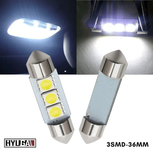 36MM 3SMD LED Dome Reading License Trunk Door Light 12V White with Polarity HYUGA (2 Bulbs) - PA LED BULB - HYUGA - Little Red General Store