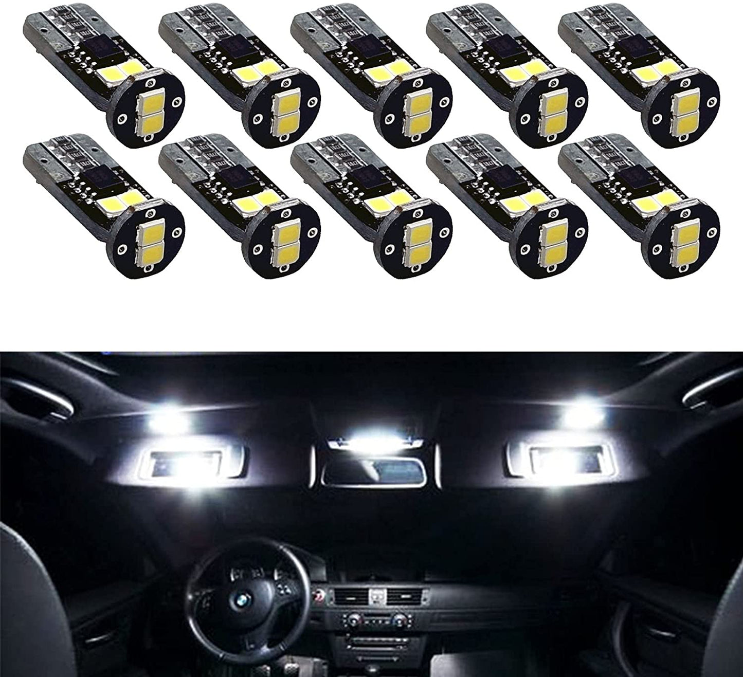 Fit For 1999 - 2004 Mustang GT LED T10 168 194 w5w Map Glove Box Light Bulb Canbus Colour | 6SMD 2835 series (2 Bulbs) - PA LED BULB - HYUGA - Little Red General Store