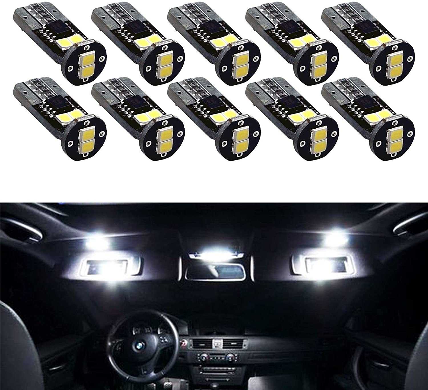 Fit For 1999 - 2004 Mustang GT LED T10 168 194 w5w Map Glove Box Light Bulb Canbus Colour | 6SMD 2835 series (2 Bulbs) - PA LED BULB - HYUGA - Little Red General Store