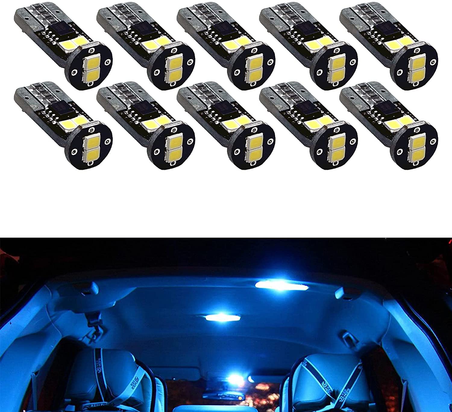 Fit For 1999 - 2004 Mustang GT LED T10 168 194 w5w Map Glove Box Light Bulb Canbus Colour | 6SMD 2835 series (2 Bulbs) - PA LED BULB - HYUGA - Little Red General Store