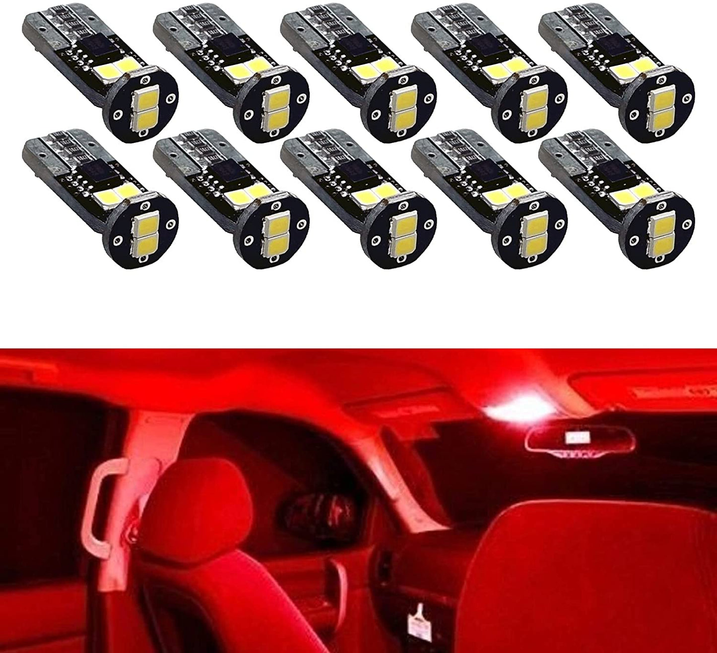 Fit For 1999 - 2004 Mustang GT LED T10 168 194 w5w Map Glove Box Light Bulb Canbus Colour | 6SMD 2835 series (2 Bulbs) - PA LED BULB - HYUGA - Little Red General Store