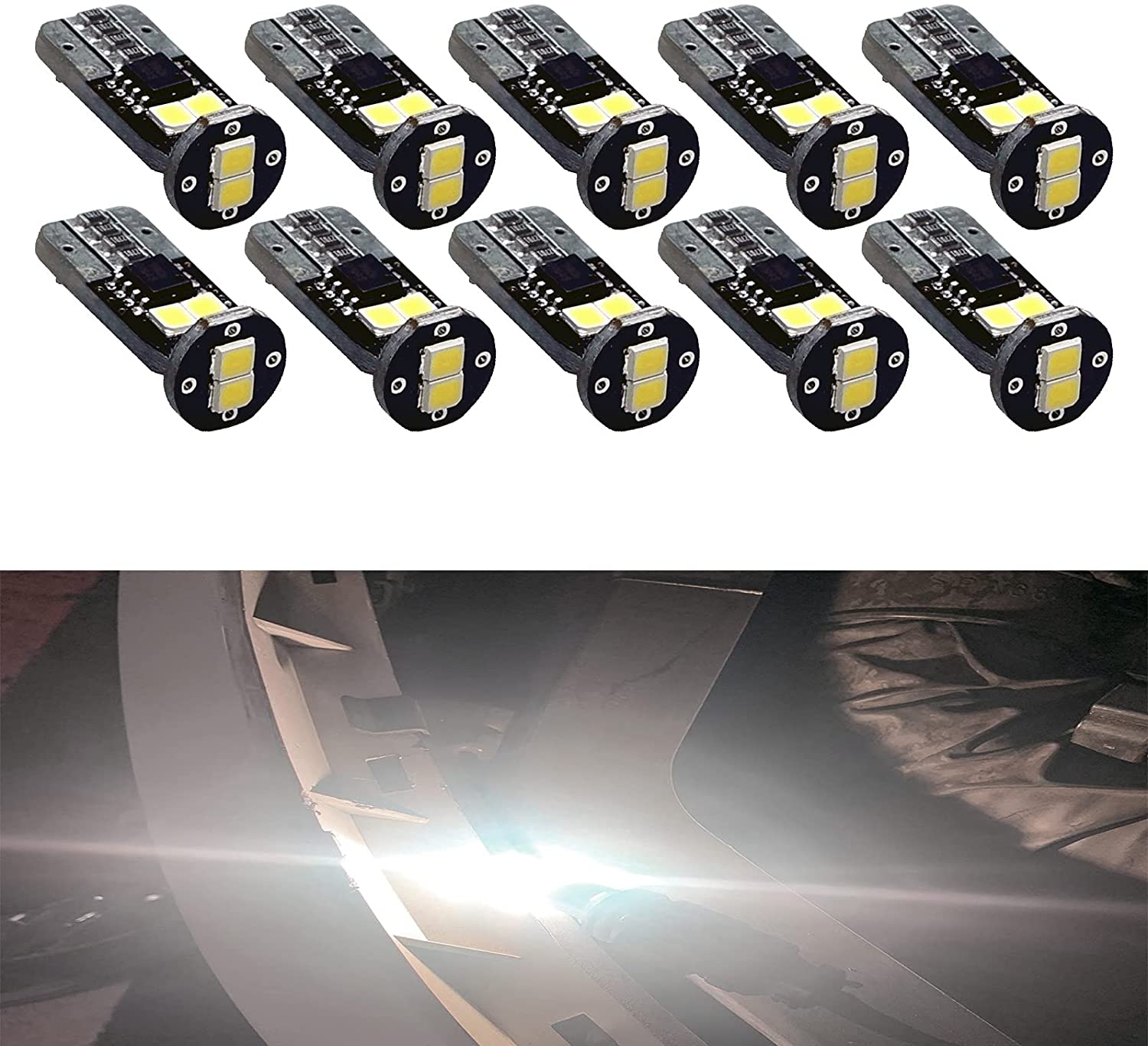 Fit For 1999 - 2004 Mustang GT LED T10 168 194 w5w Map Glove Box Light Bulb Canbus Colour | 6SMD 2835 series (2 Bulbs) - PA LED BULB - HYUGA - Little Red General Store