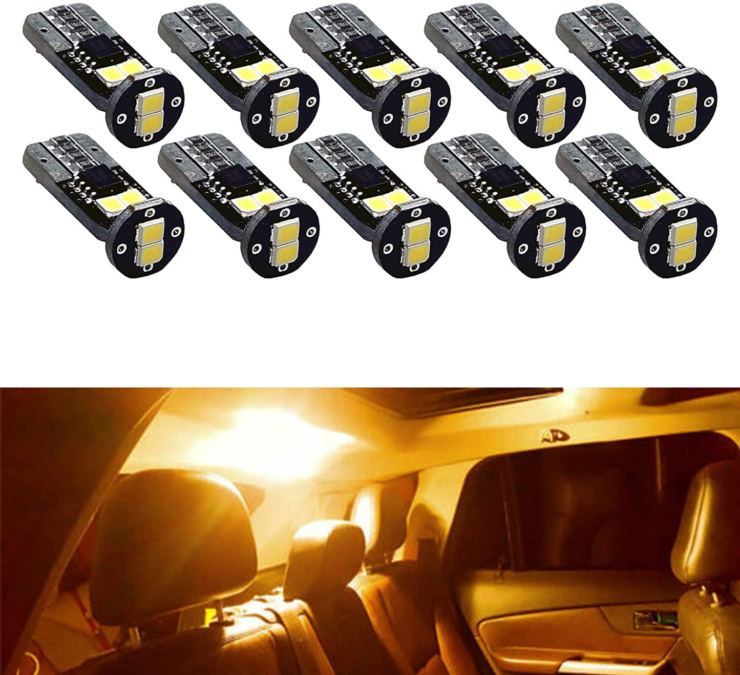 Fit For 1999 - 2004 Mustang GT LED T10 168 194 w5w Map Glove Box Light Bulb Canbus Colour | 6SMD 2835 series (2 Bulbs) - PA LED BULB - HYUGA - Little Red General Store